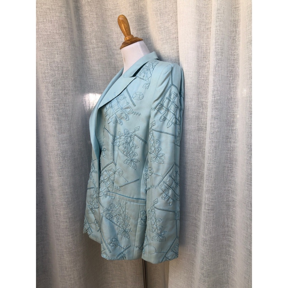 Single Button Light Blue One Breasted Summer Blaz… - image 4